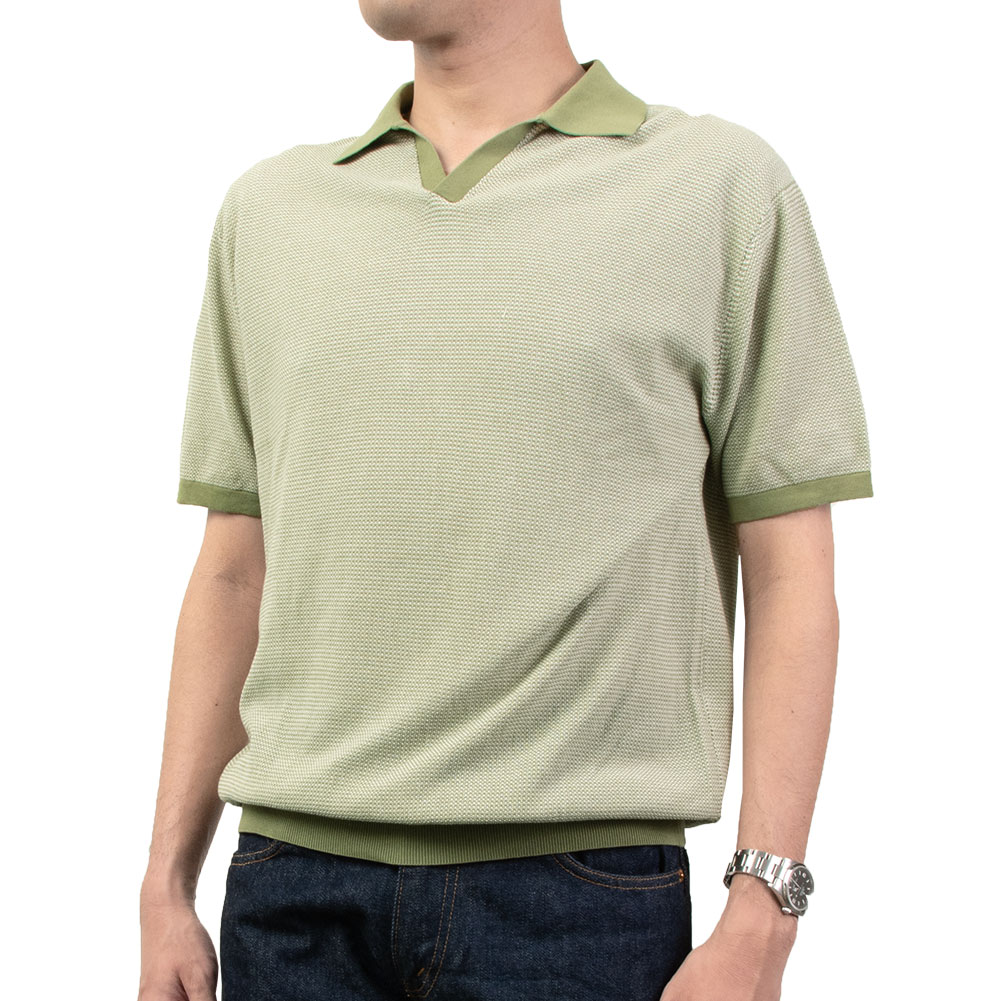 CHOYA URBAN STYLE サマーニット ニットポロシャツ 半袖 夏 グリーン