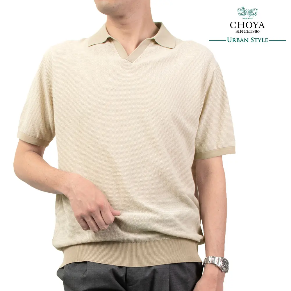 CHOYA URBAN STYLE サマーニット ニットポロシャツ 半袖 夏 ベージュ