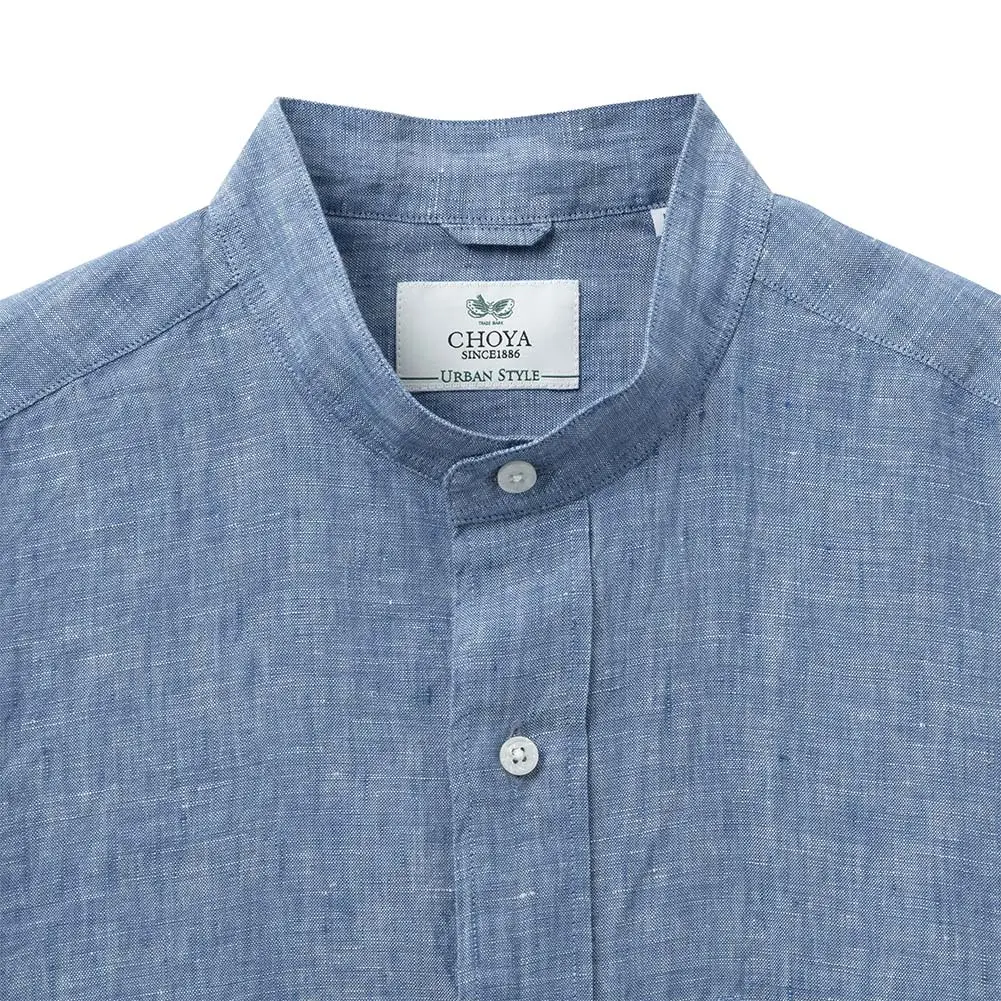 CHOYA URBAN STYLE カジュアルシャツ リネンシャツ スタンドカラー