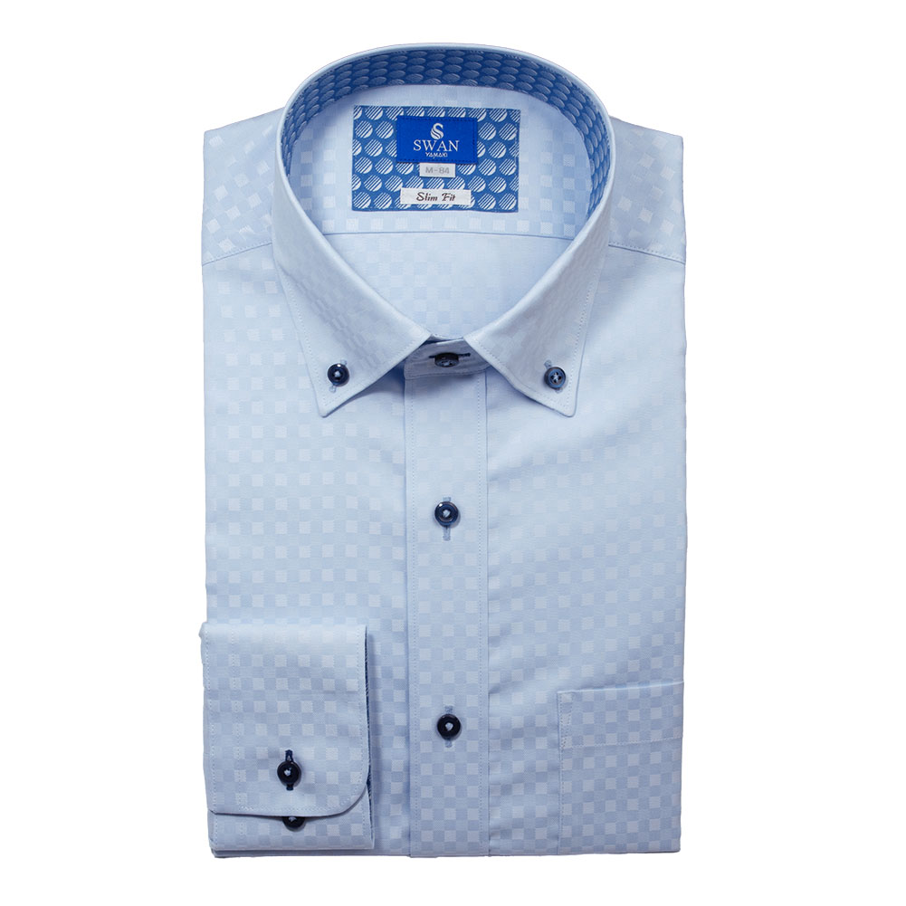 ワイシャツ ストライプ ブルー ドビー エバーフィール SWAN・ブルー