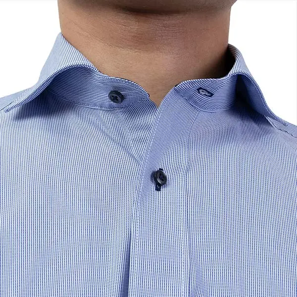 半袖ワイシャツ チェック ブルー ドビー 吸水速乾 エバーフィール SWAN