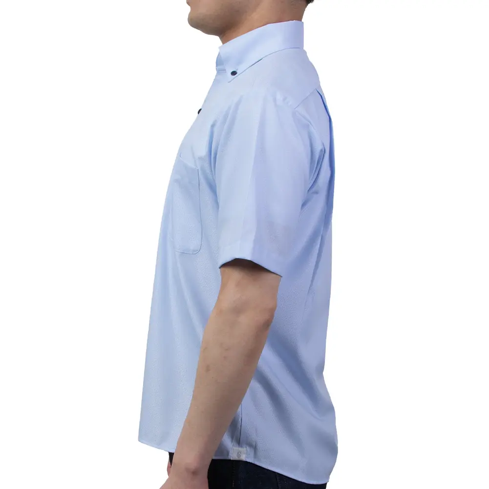 半袖ワイシャツ ストライプ ブルー ドビー 吸水速乾 エバーフィール