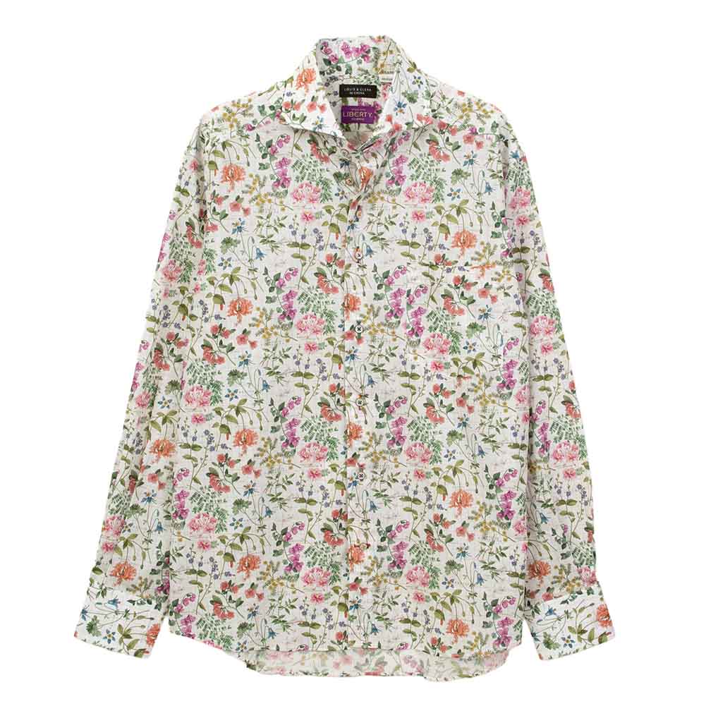 ワイシャツ 花柄 プリント 草木、ボタニカル マルチカラー LOUIS