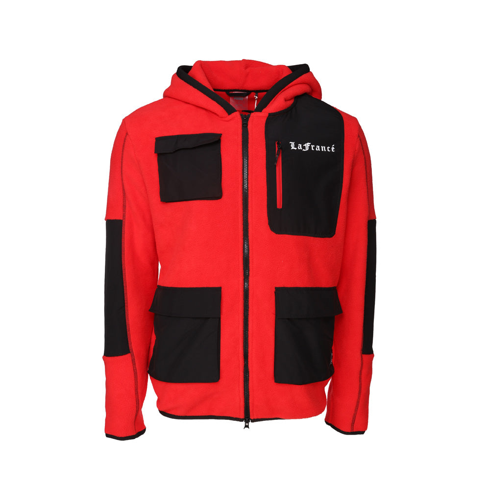 Shop Red Mens Hoops X LaFrancé X Holiday Sherpa Full Zip Hoodie