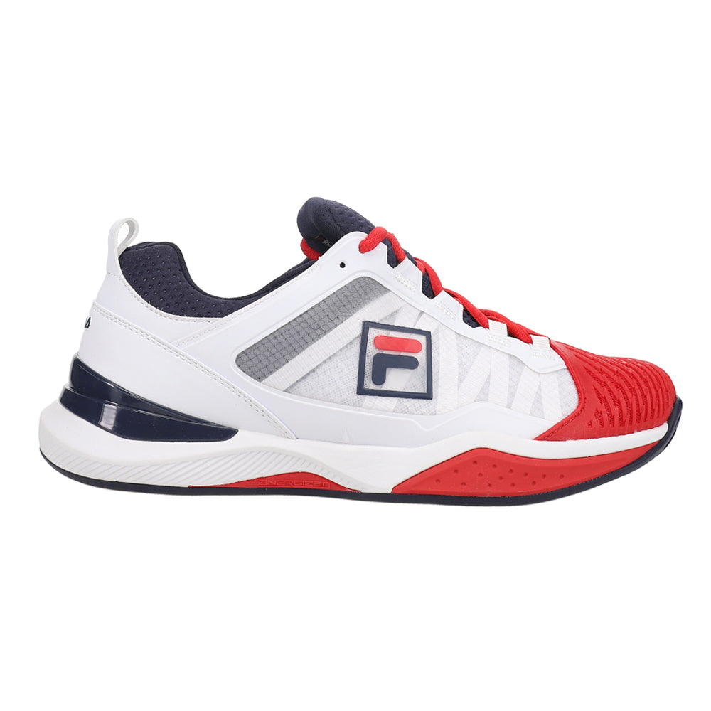 Shop Red, White Mens Fila Speedserve Energized Tennis Shoes