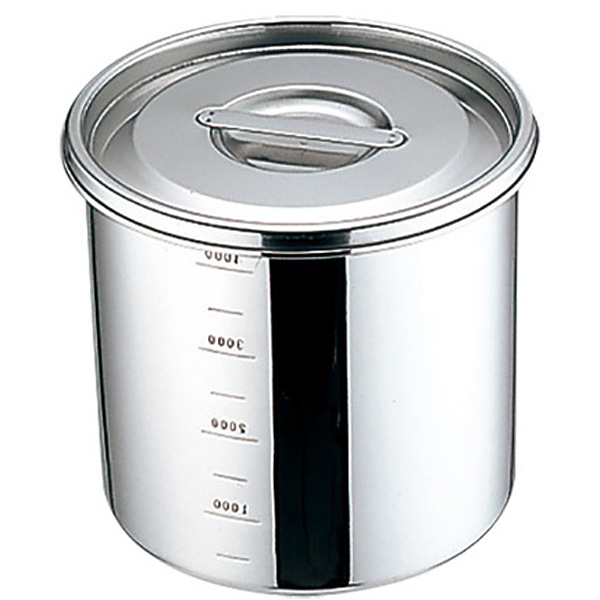 三宝産業 UK 18-8 ステンレス丸・深型キッチンポット 目盛付 11cm