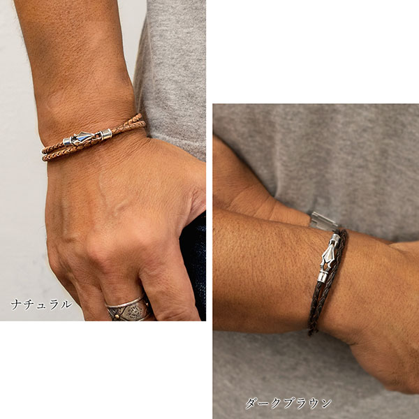 レザーブレスレット×シルバー 2重巻き [DG-008]