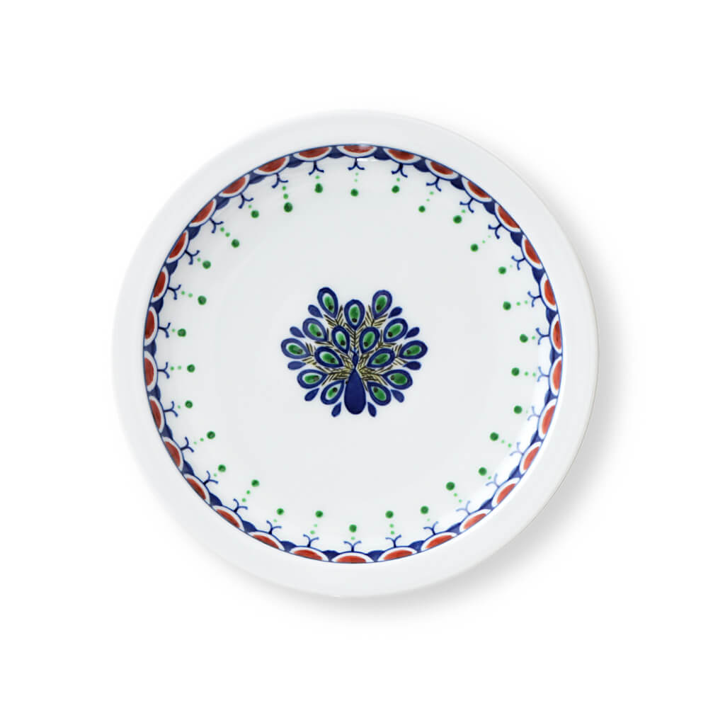 赤絵孔雀見込 銘々皿 ｜ 有田焼の源右衛門窯公式オンラインショップ