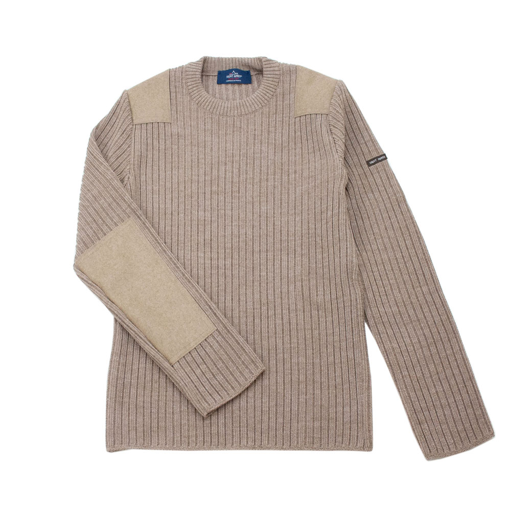 メンズ ショルダー＆エルボーパッチ リブセーター：セントジェームス