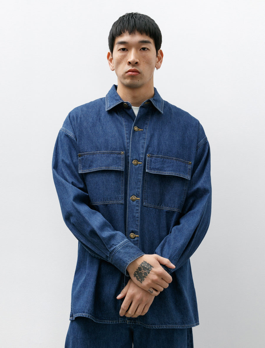 Auralee Selvedge Light Oz Denim Shirt Medium Washed Indigo – Neighbour