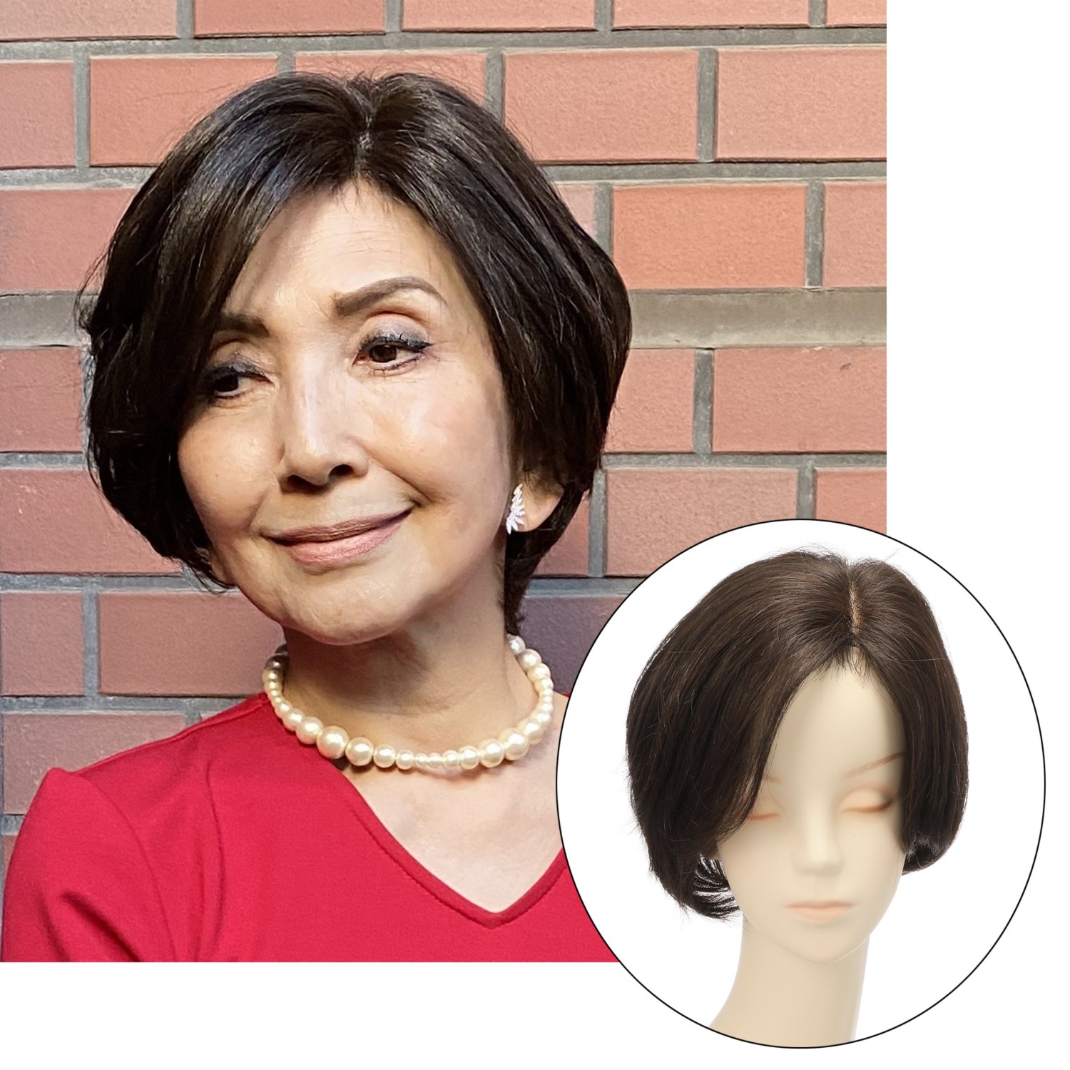 マダムヒロコ フルウィッグ ショート 人毛MIX 総手植え ナチュラル