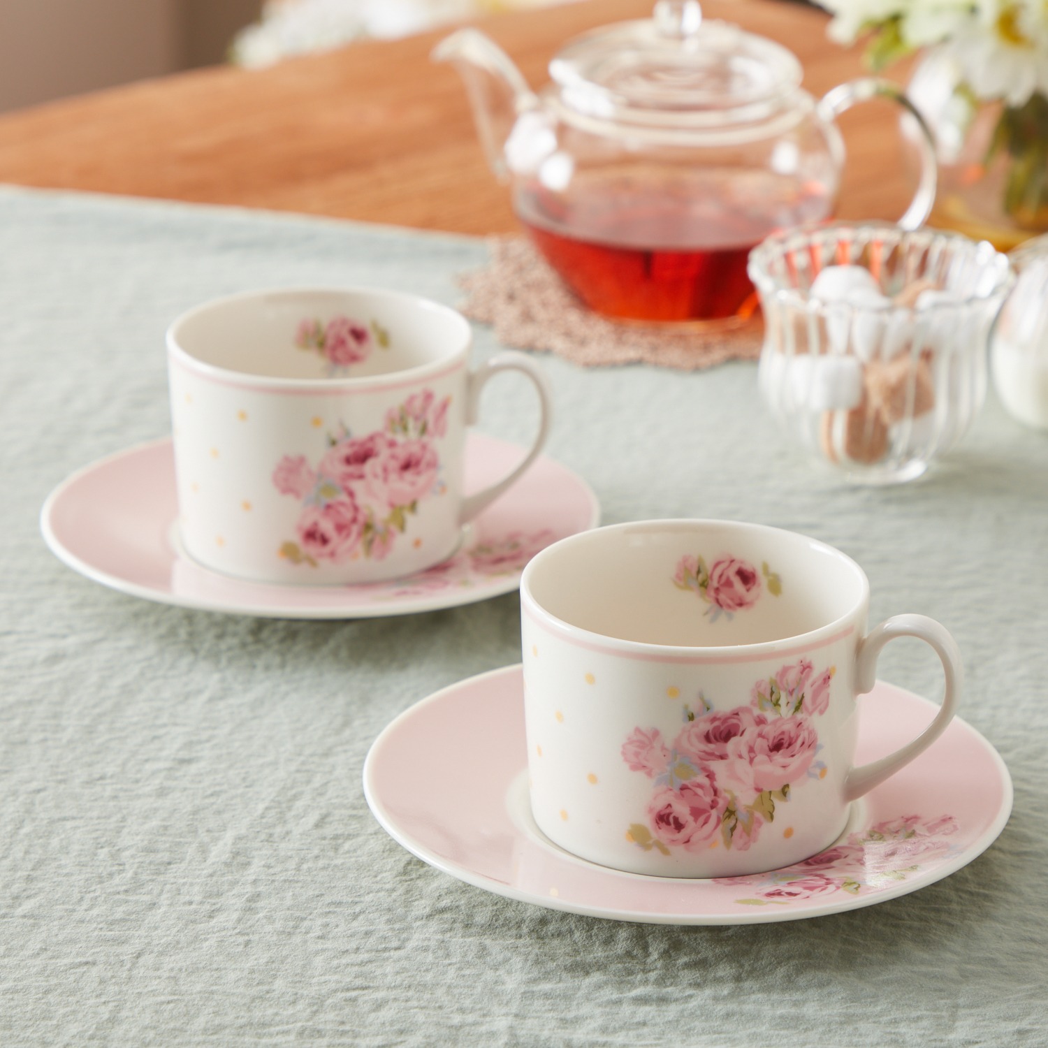 ローラアシュレイ ペア カップ＆ソーサーセット “ポルカドット