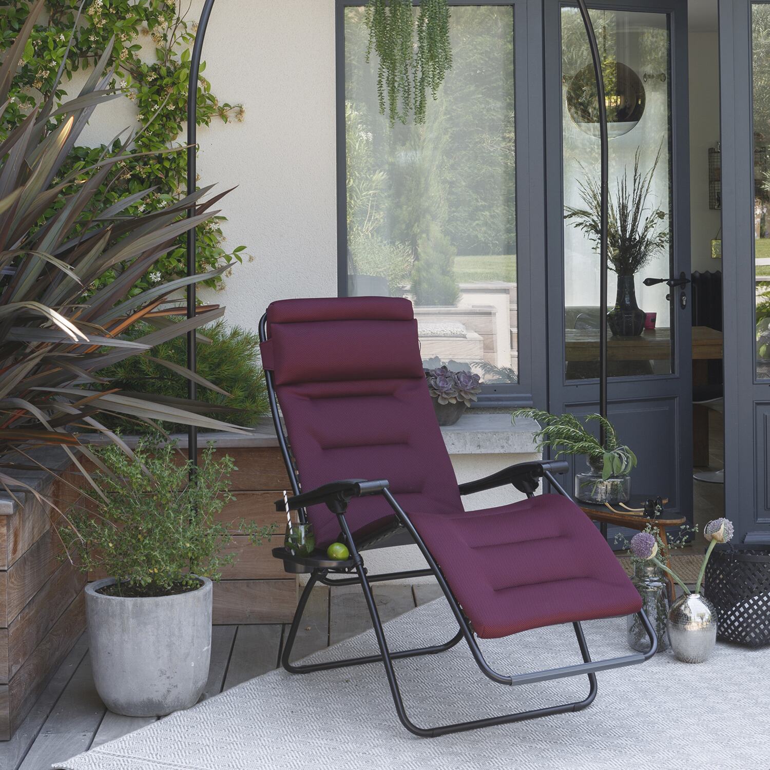 Lafuma リクライニングチェア ワインレッド Lafuma リクライニング