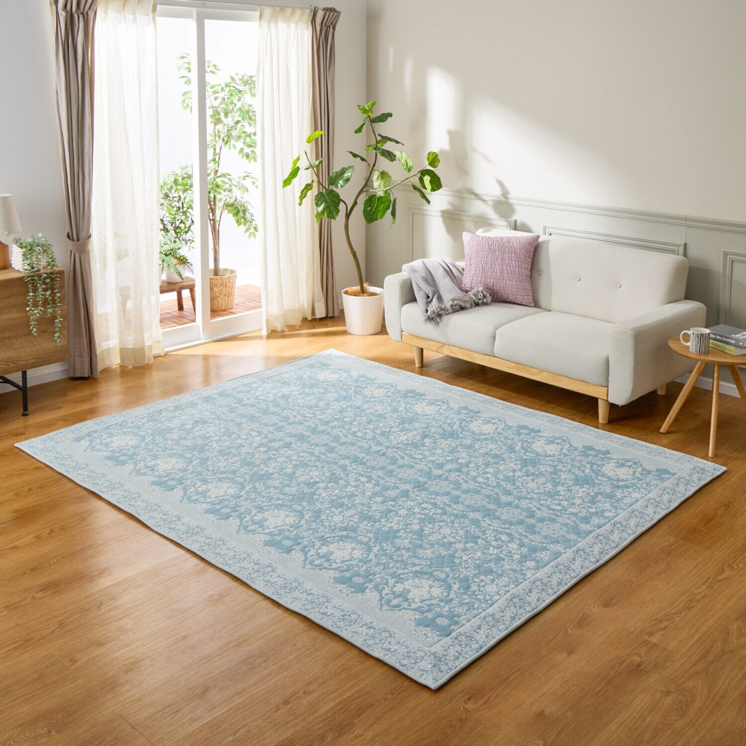 スワトウ刺しゅう協会認定 ジャガード織ラグ ＜190×240cm