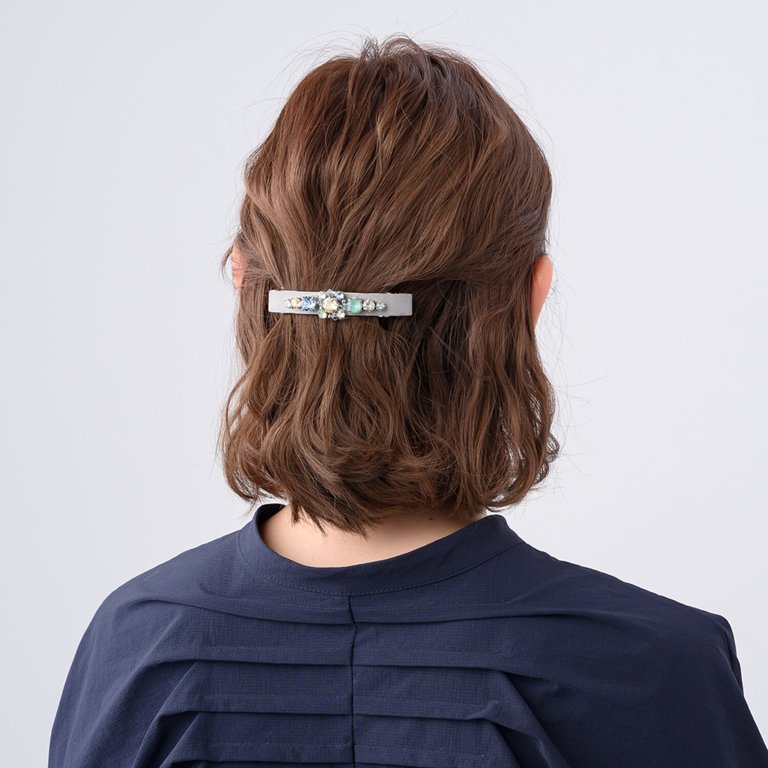 コンプレックス ビズ クリスタルガラス フラワーモティーフ バレッタ