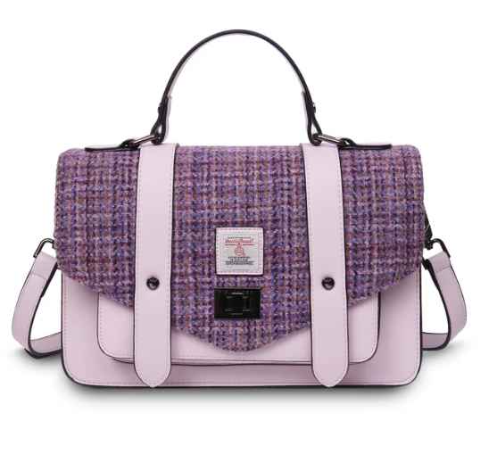 Islander Large Satchel Bag with HARRIS TWEED - Violet Mini