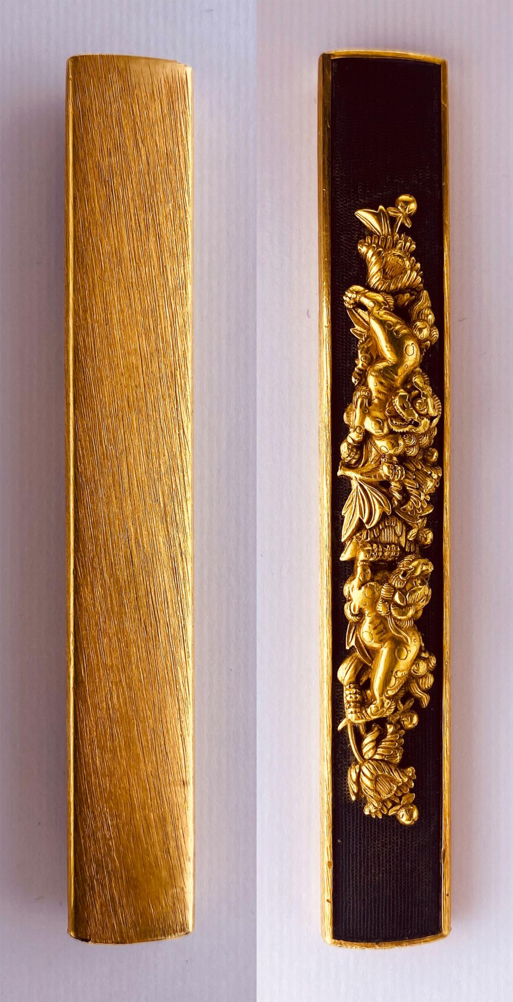 小柄 無銘 脇後藤 牡丹獅子図 / Kozuka Mumei Waki Goto - 勝武堂