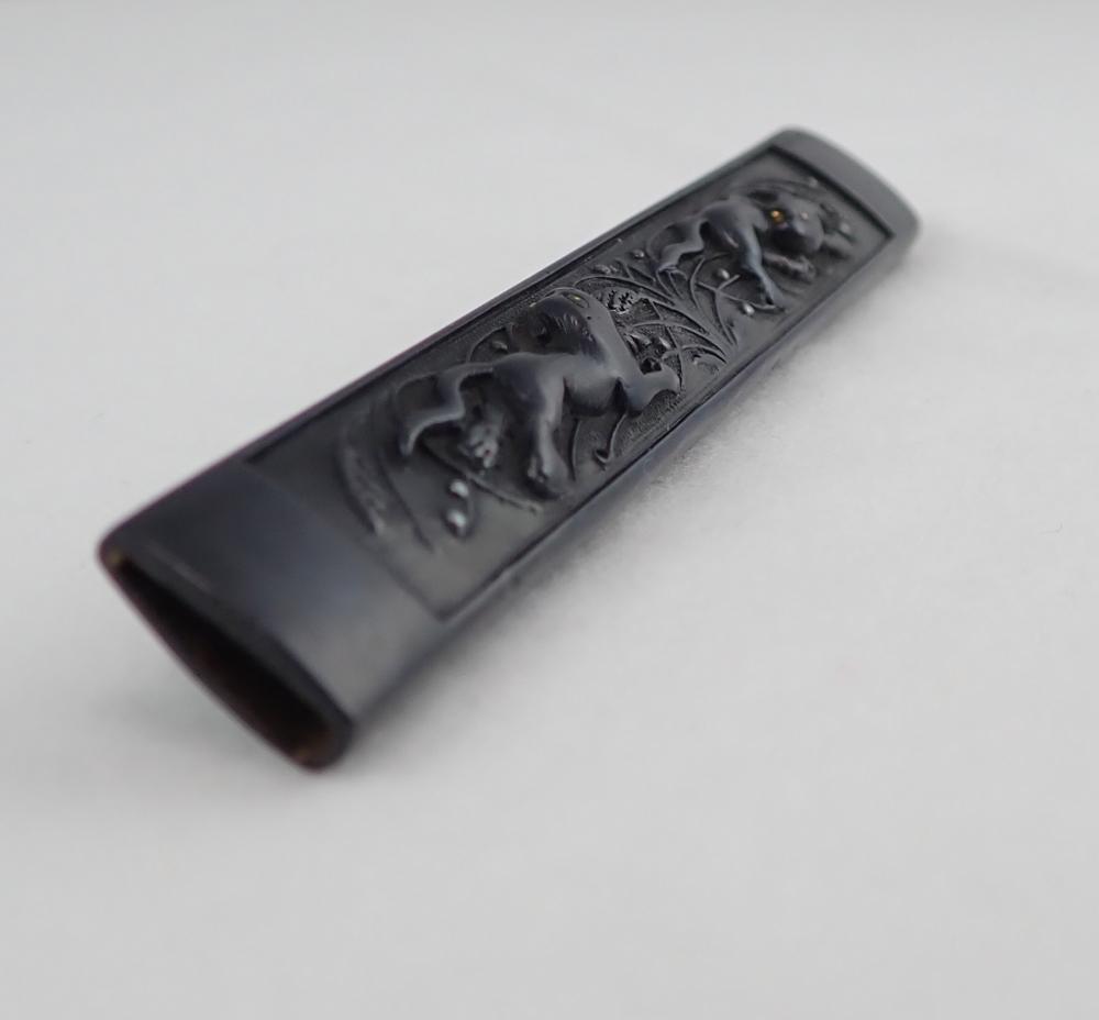 小柄 無銘 古金工 薄に二疋虎図 / Kozuka Mumei Ko-Kinko - 勝武堂