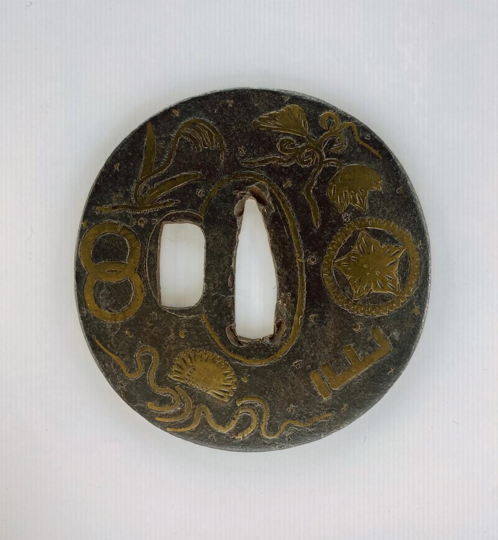 鐔 無銘 平安城象嵌 文様散図 / Tsuba Mumei Heianjyozogan - 勝武堂