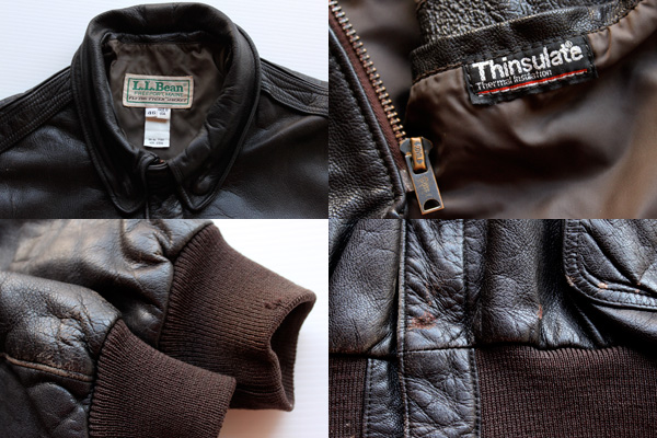 80s USA製 L.L.Bean A-2タイプ フライト レザージャケット 46