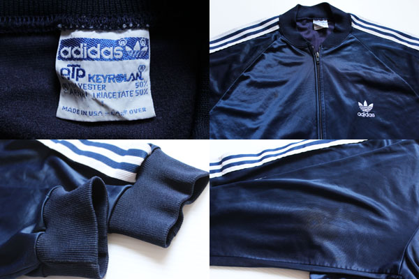 80s USA製 adidasアディダス ATP ジャージ 紺 L☆トラックジャケット