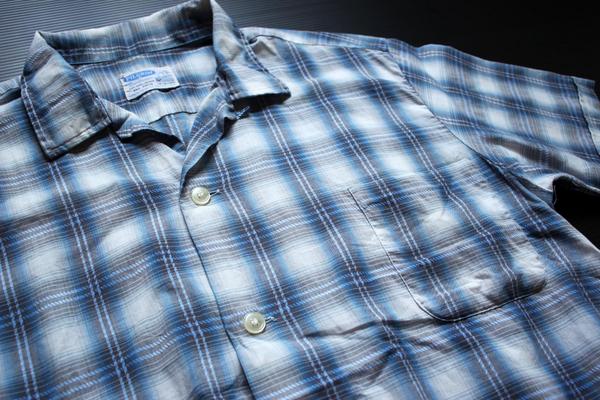 60s SEARS PILGRIMピルグリム オンブレチェック 半袖シャツ L