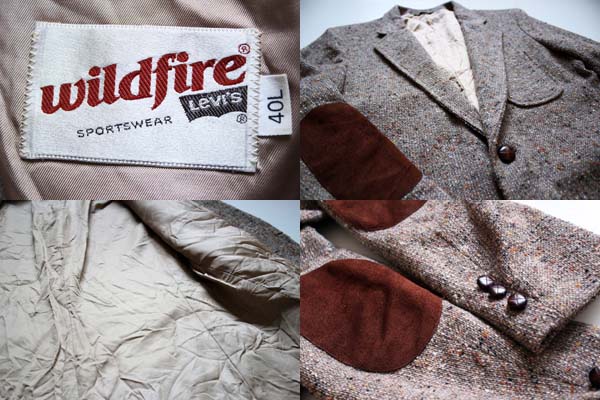 70s Levi'sリーバイス Wildfire ツイード テーラードジャケット 40L