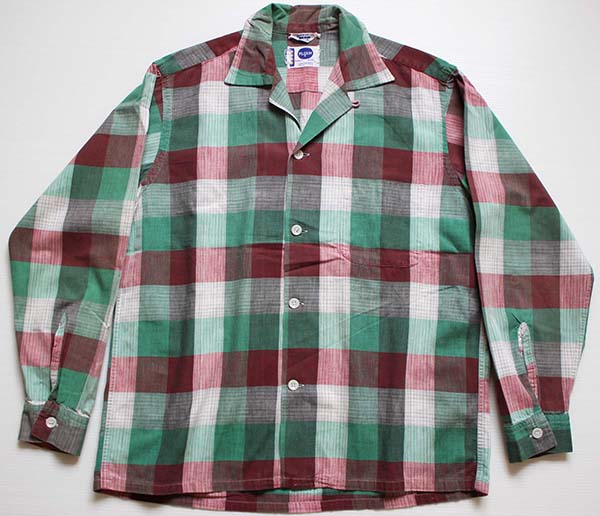 希少50's 60's campus オープンカラーシャツ コットン 白黒 M 希少50's