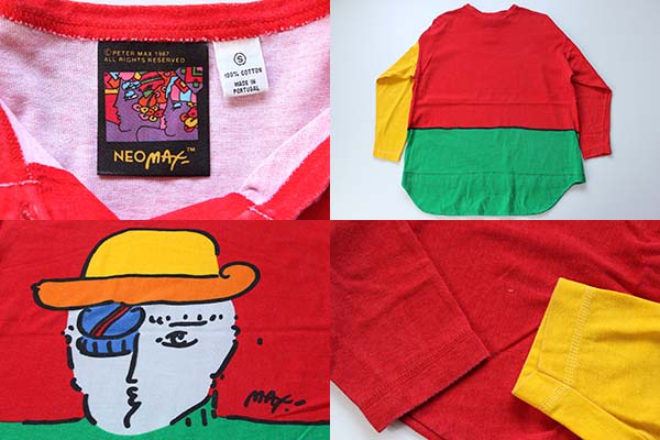 80s PETER MAX NEOMAX ピーターマックス コットン 長袖Tシャツ S