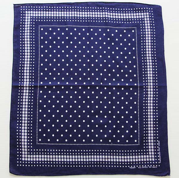 60s TOWER FAST COLOR ドット柄 コットン バンダナ 紺 - Sixpacjoe Web