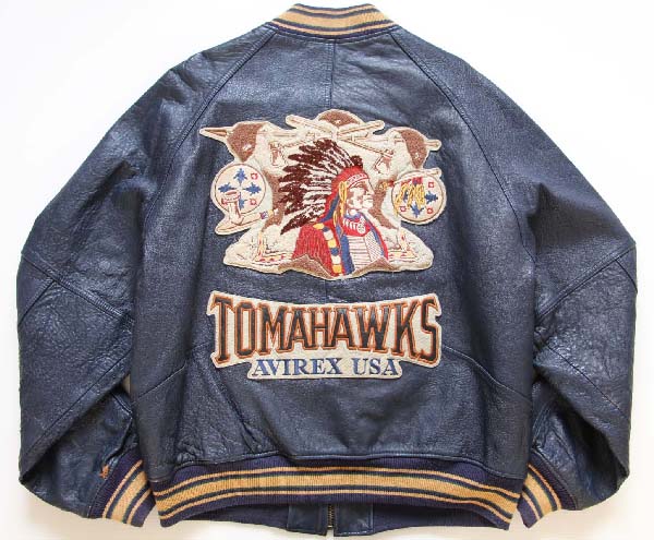 90s AVIREXアヴィレックス パッチ付き オールレザー スタジャン L