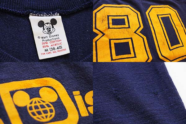 80s USA製 Disneyディズニー 80 ナンバリング フロッキープリント