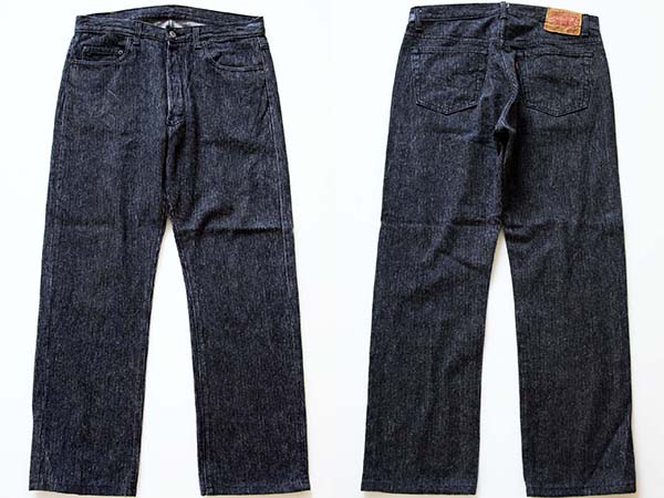 80s USA製 Levi'sリーバイス 501 ストライプ デニムパンツ 黒 w34
