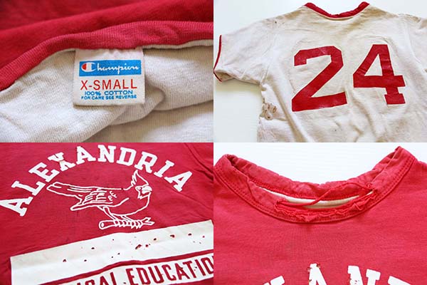 70s USA製 Championチャンピオン 24 リバーシブルTシャツ 赤×白 XS
