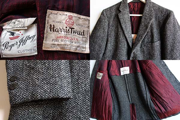 60s Harris Tweedハリスツイード 3つボタン テーラードジャケット