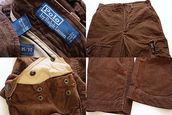 ポロ ラルフローレン コーデュロイ カーゴパンツ 焦げ茶 35/30