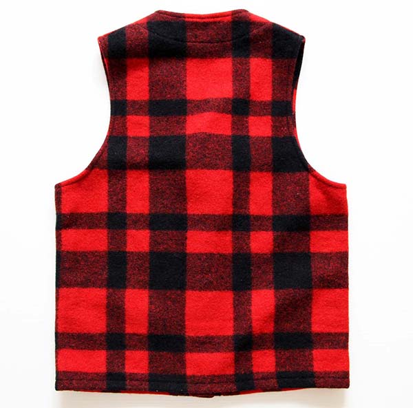 90s FILSONフィルソン チェック マッキーノ ウールベスト 赤×黒