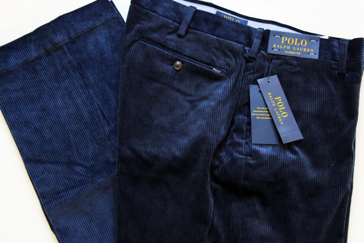 新品☆ポロ ラルフローレン 太畝 コーデュロイパンツ 紺 33×30