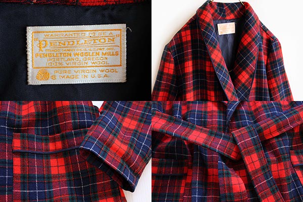 70s USA製 PENDLETONペンドルトン タータンチェック ウールガウン
