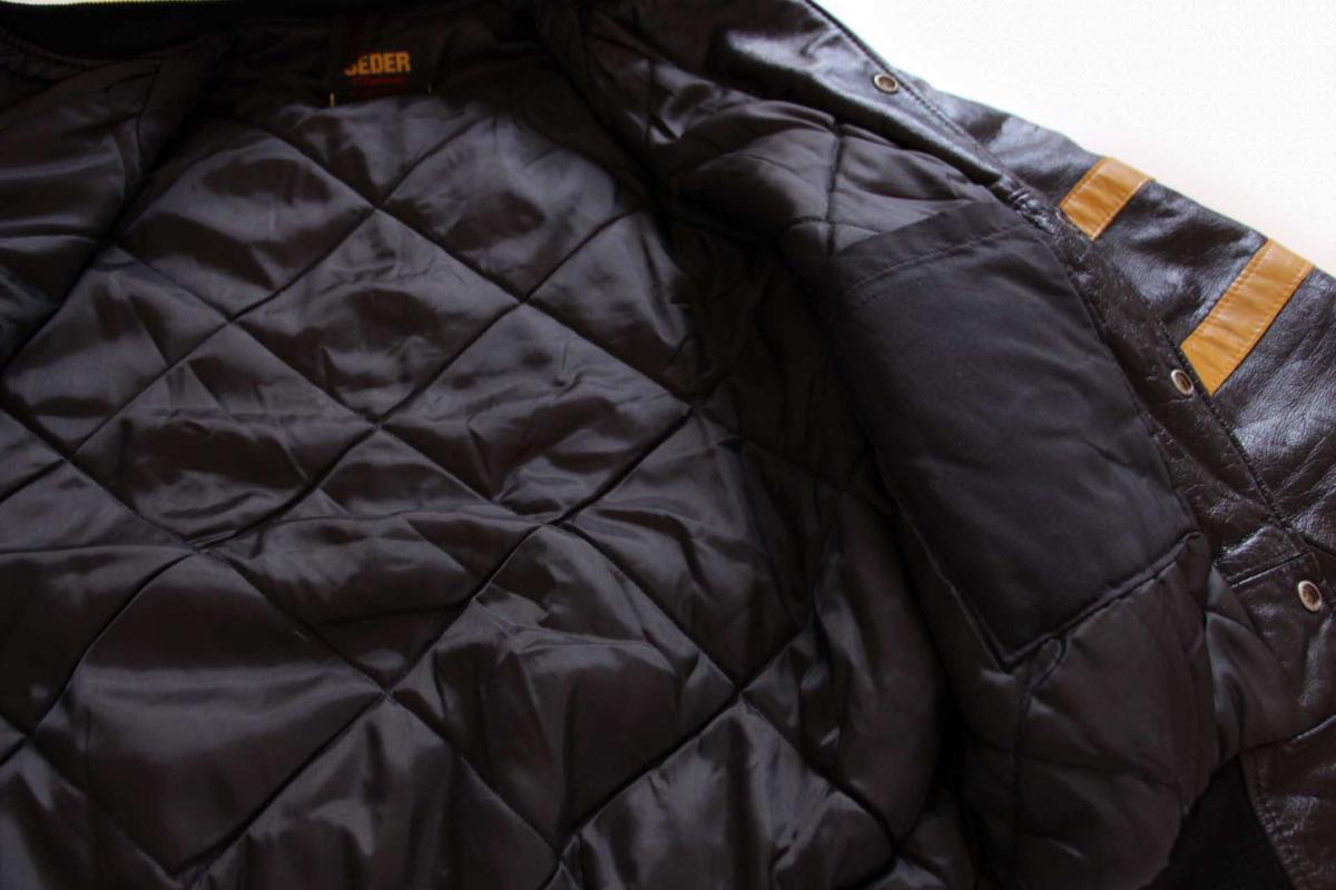 激レアSEDER80sカナダ製キルティングライナーウールスタジャンレザー袖XL黒