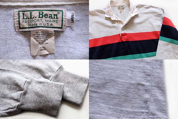 80s USA製 L.L.Bean ヘビー コットン ラガーシャツ ライトグレー L
