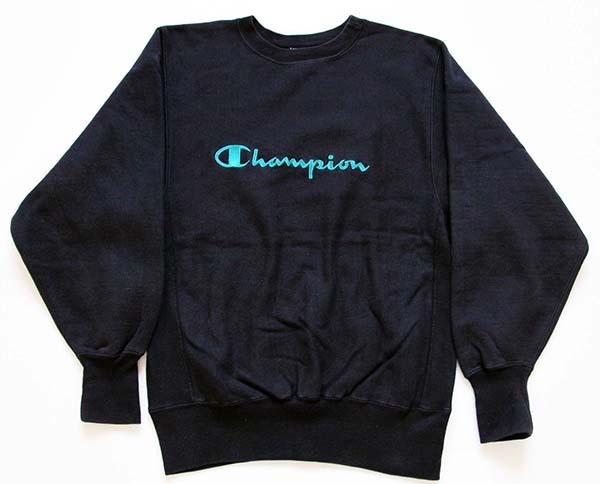 90s USA製 Championチャンピオン スクリプト ビッグロゴ刺繍 リバース
