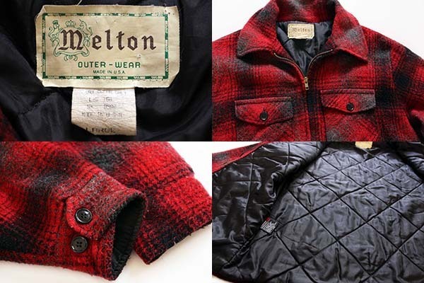 90s USA製 melton オンブレチェック Thinsulate中綿入り ウール