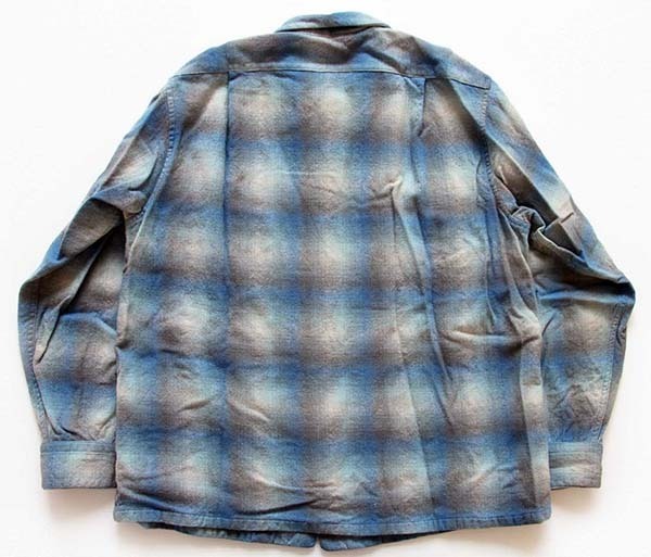 60s PENDLETONペンドルトン オンブレチェック ウール オープンカラー