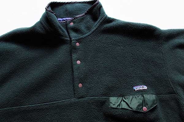 90s patagoniaパタゴニア シンチラ フリース スナップT 深緑 XL