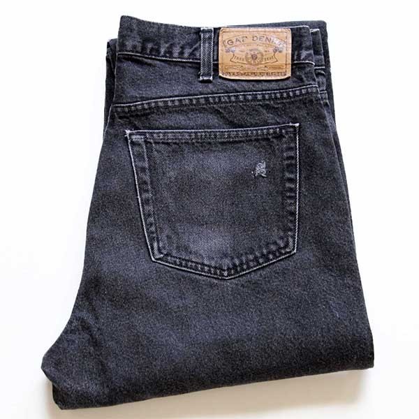 90s USA製 GAPギャップ テーパード ブラック デニムパンツ w33 L34