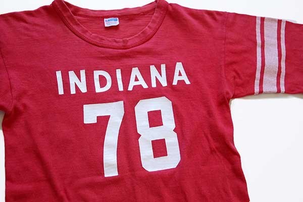 70s USA製 Championチャンピオン INDIANA 78 コットン フットボールT