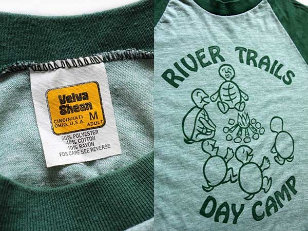 70s USA製 Velva Sheen RIVER TRAILS DAY CAMP 染み込みプリント