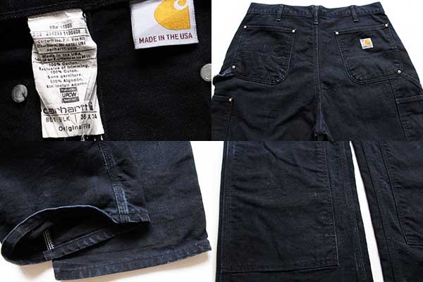 USA製 carharttカーハート ダブルニー ダック地 ペインターパンツ 黒