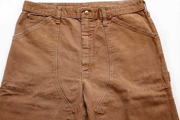 70s carharttカーハート ダック地 ダブルニー ペインターパンツ 茶 w35
